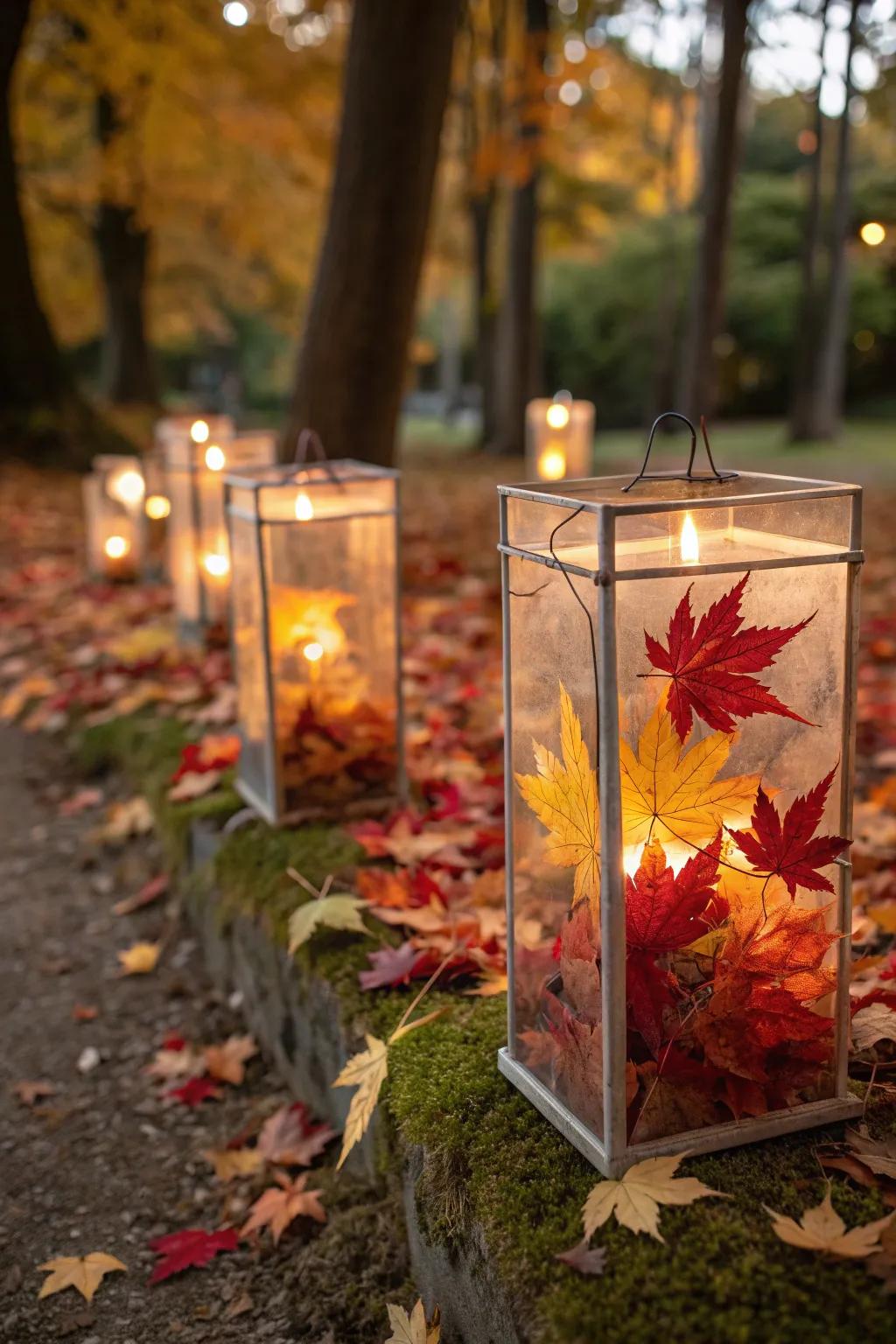 Leaf-filled lanterns are a simple way to capture the beauty of fall.