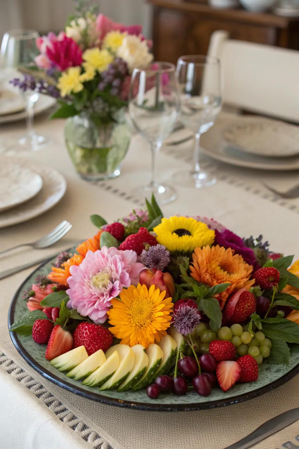 Edible flower arrangements offer beauty and taste.