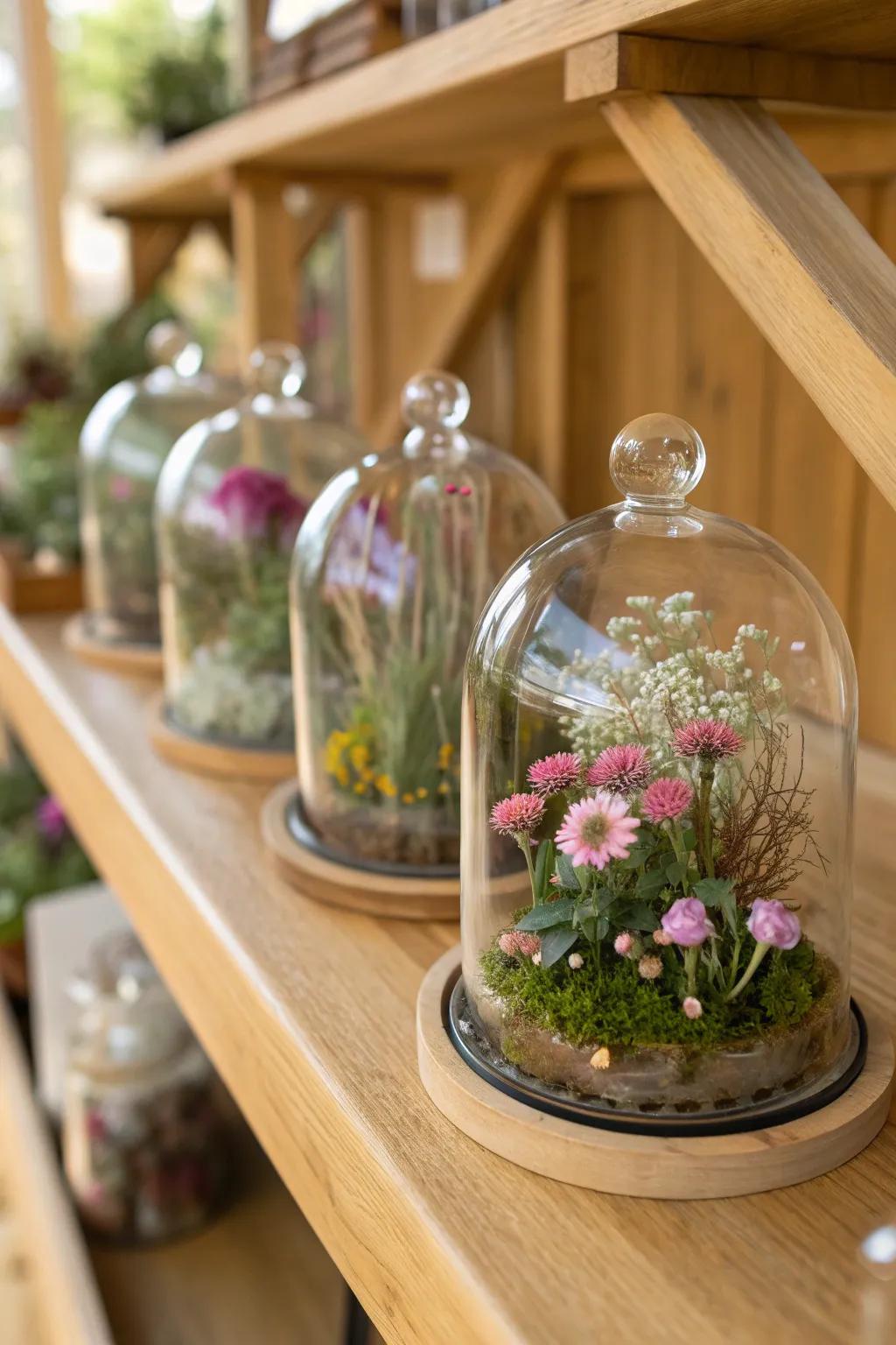 Flower terrariums bring a touch of nature indoors.