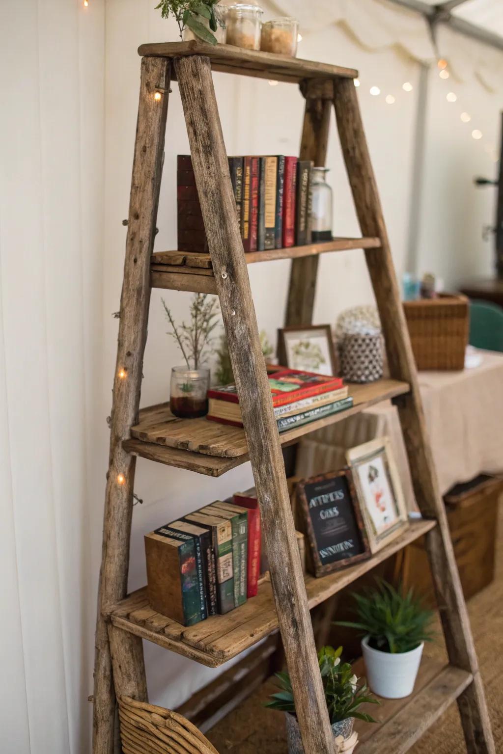 Turn an old ladder into a charming bookshelf that tells a story.