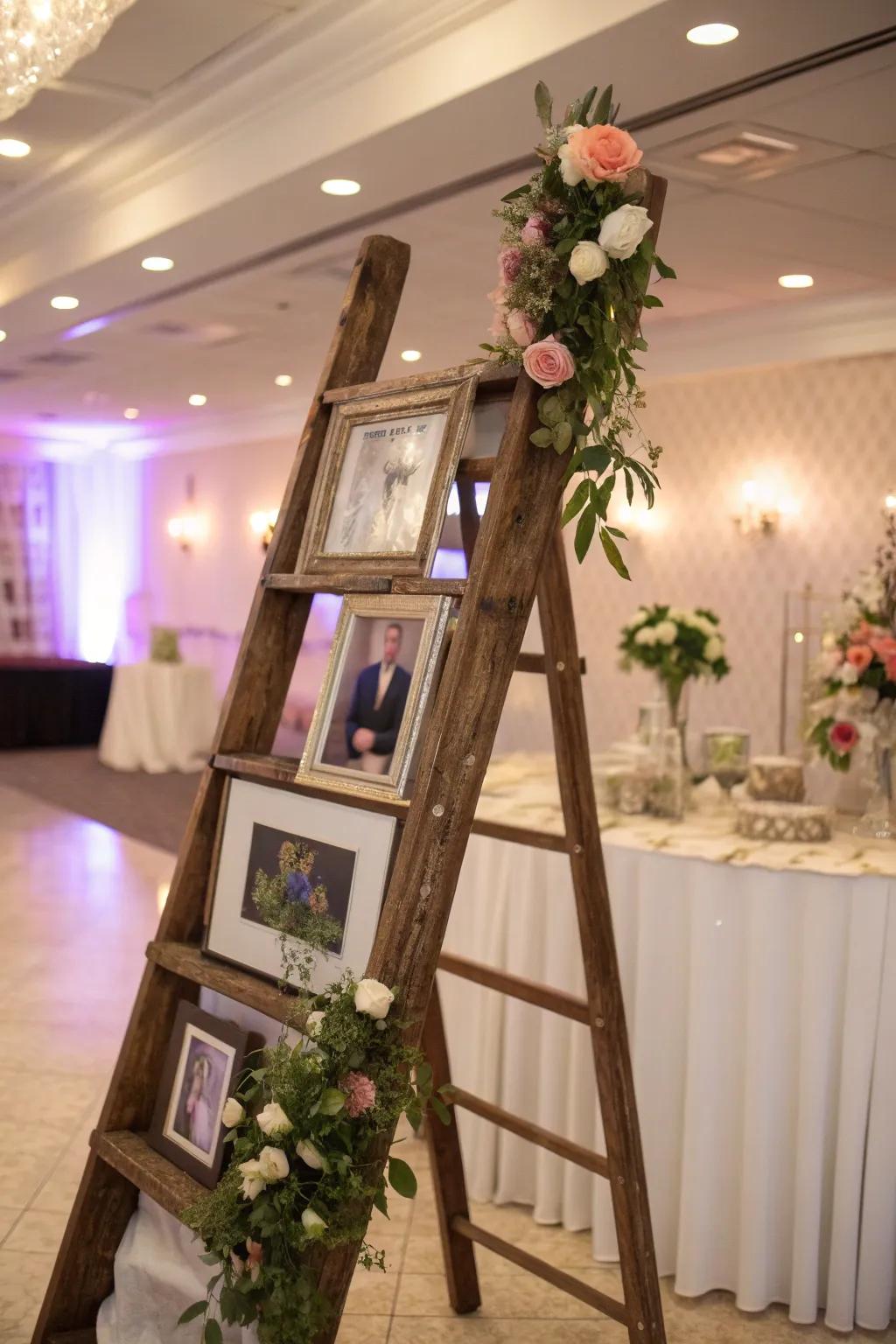 Create a romantic setting with ladder wedding decor.