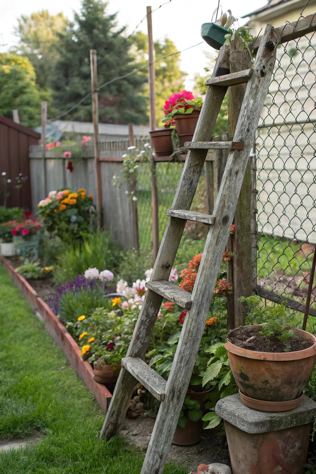 Bring charm to your garden with a ladder display.