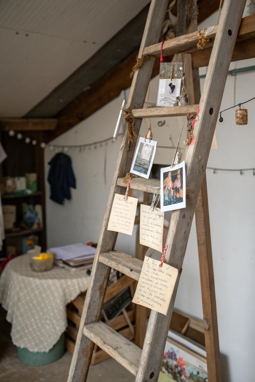 Showcase your memories with a ladder photo display.