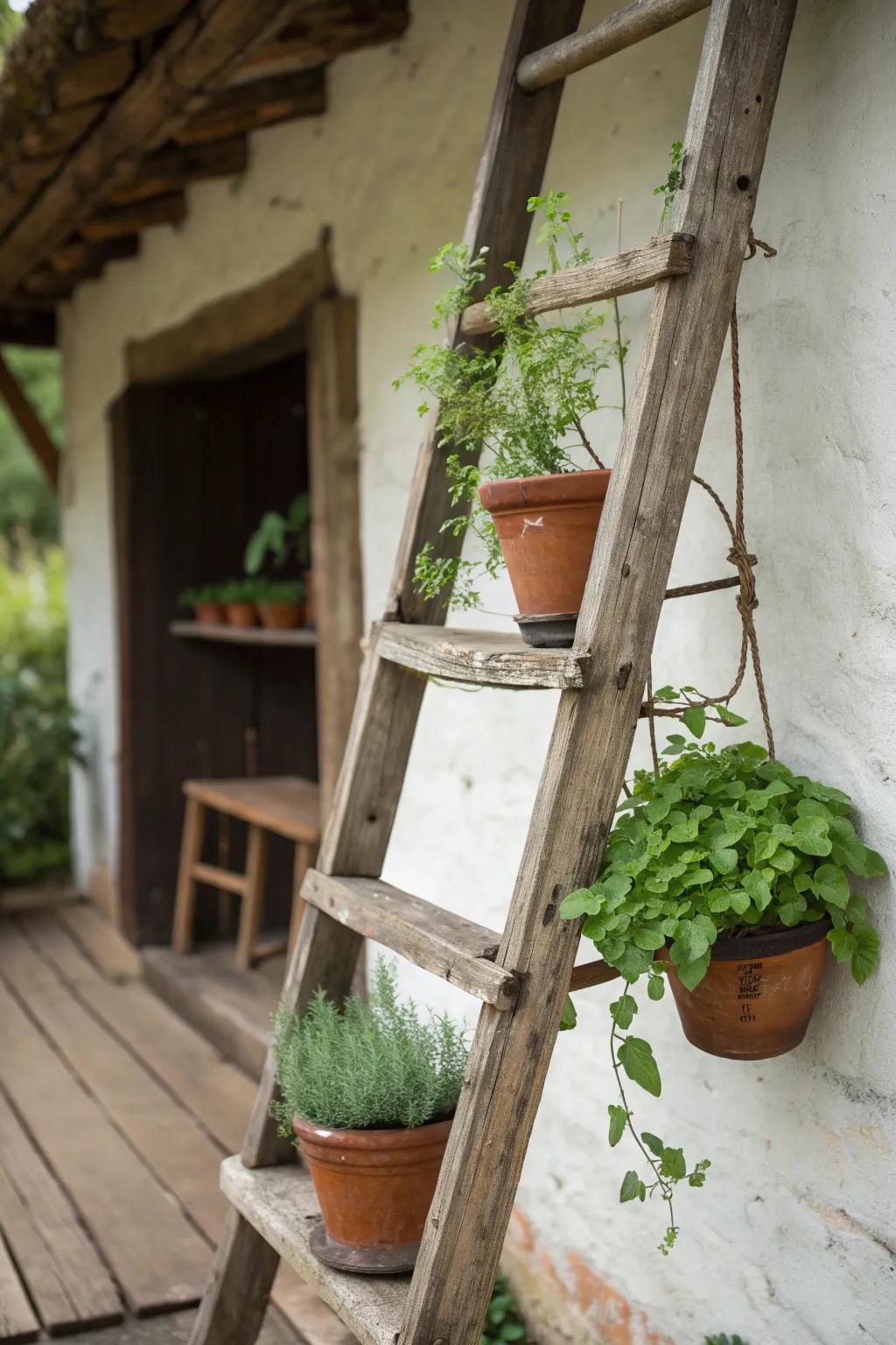 Cultivate your own herb garden with a ladder setup.