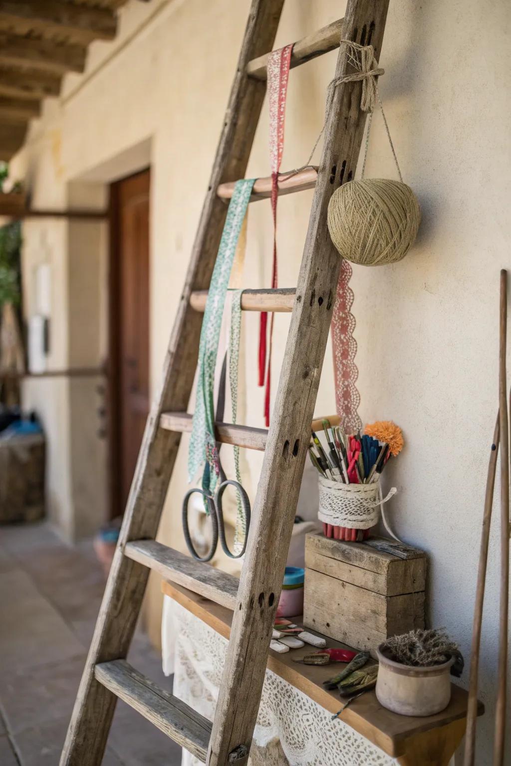 Keep your craft supplies tidy with a ladder organizer.