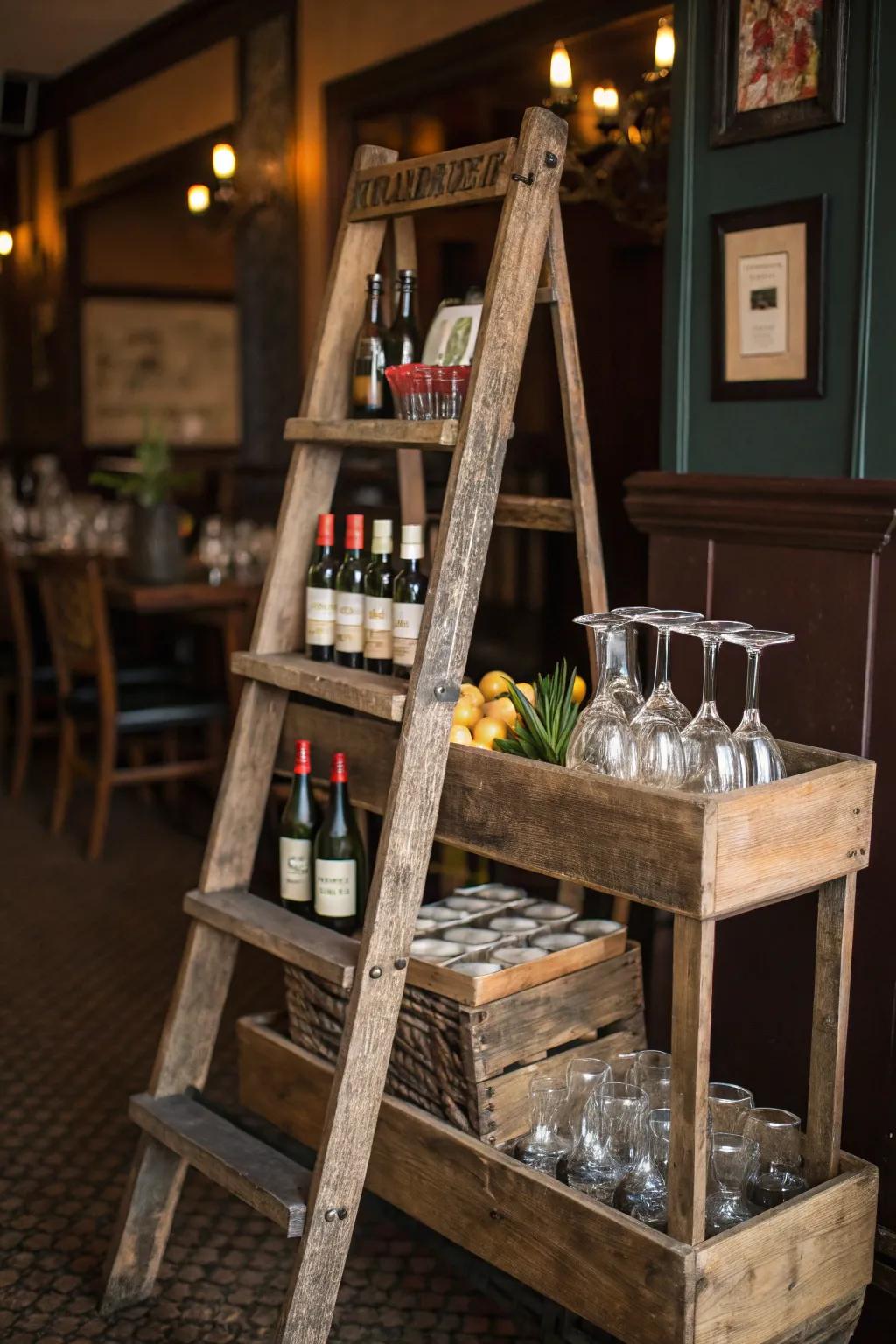 Entertain with style using a ladder bar cart.