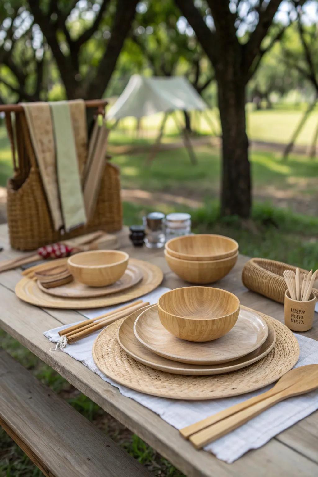Eco-friendly tableware keeps your picnic stylish and sustainable.