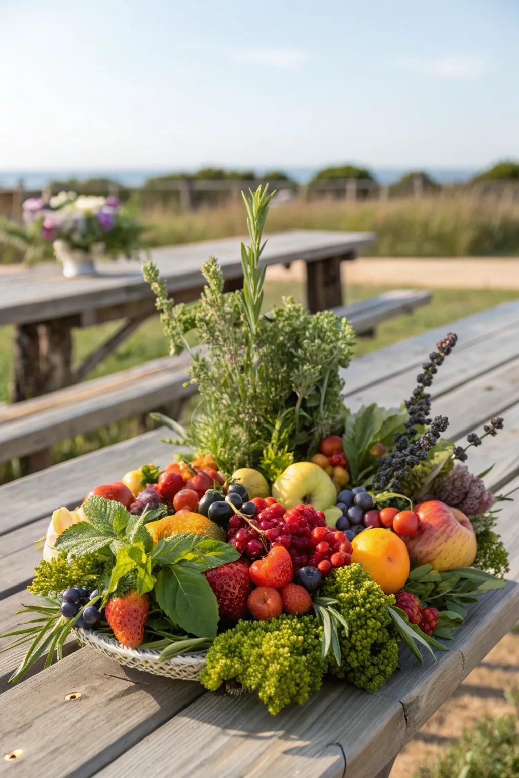 Edible centerpieces add beauty and flavor to your picnic.