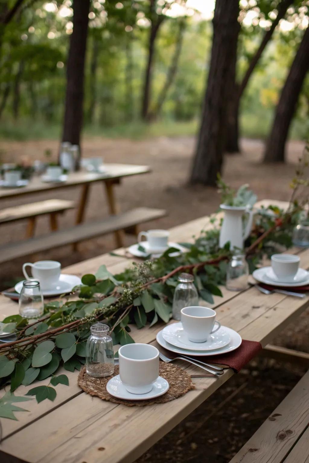 Nature-inspired elements blend your picnic with the outdoors.