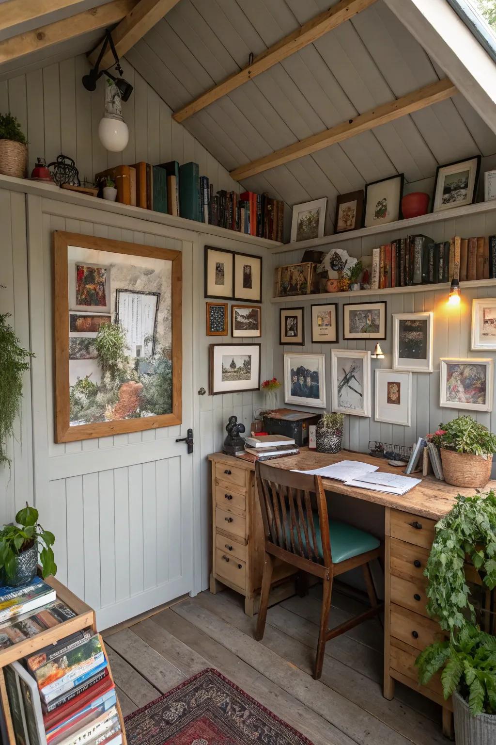 Personal touches make your shed office truly yours.