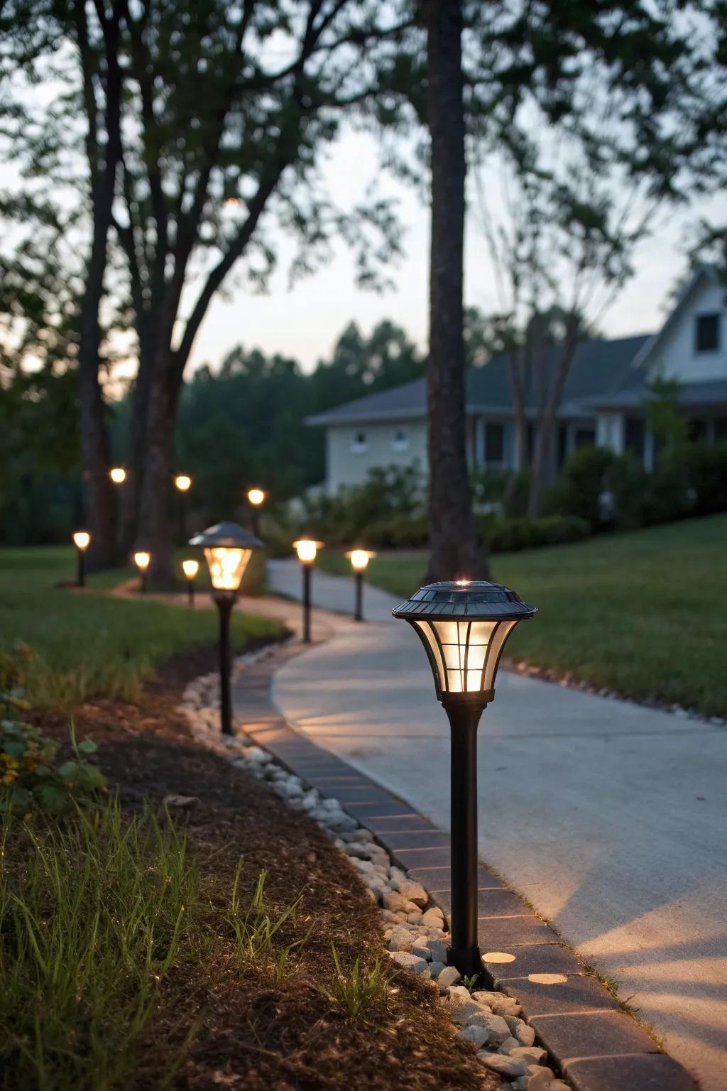 Pathway lights elegantly highlight your driveway.