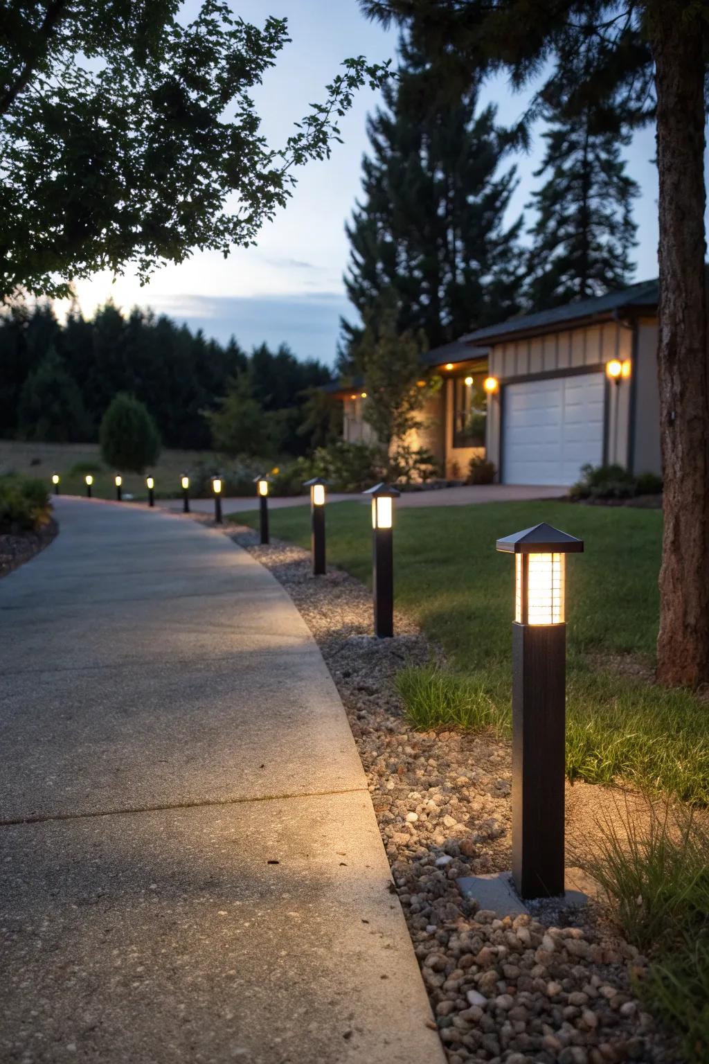 Solar bollard lights offer sturdy, reliable illumination.