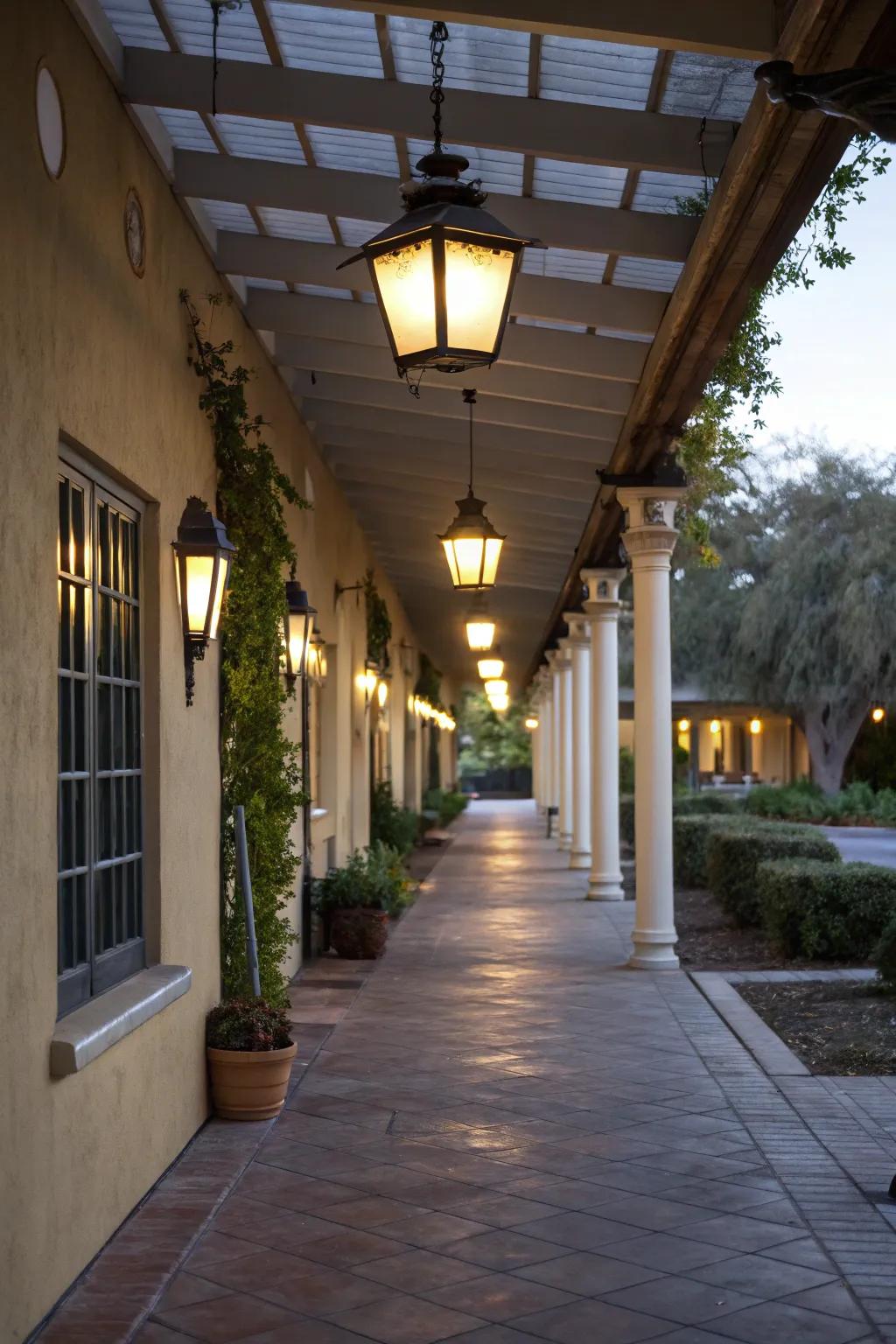 Solar lights brighten your breezeway sustainably.