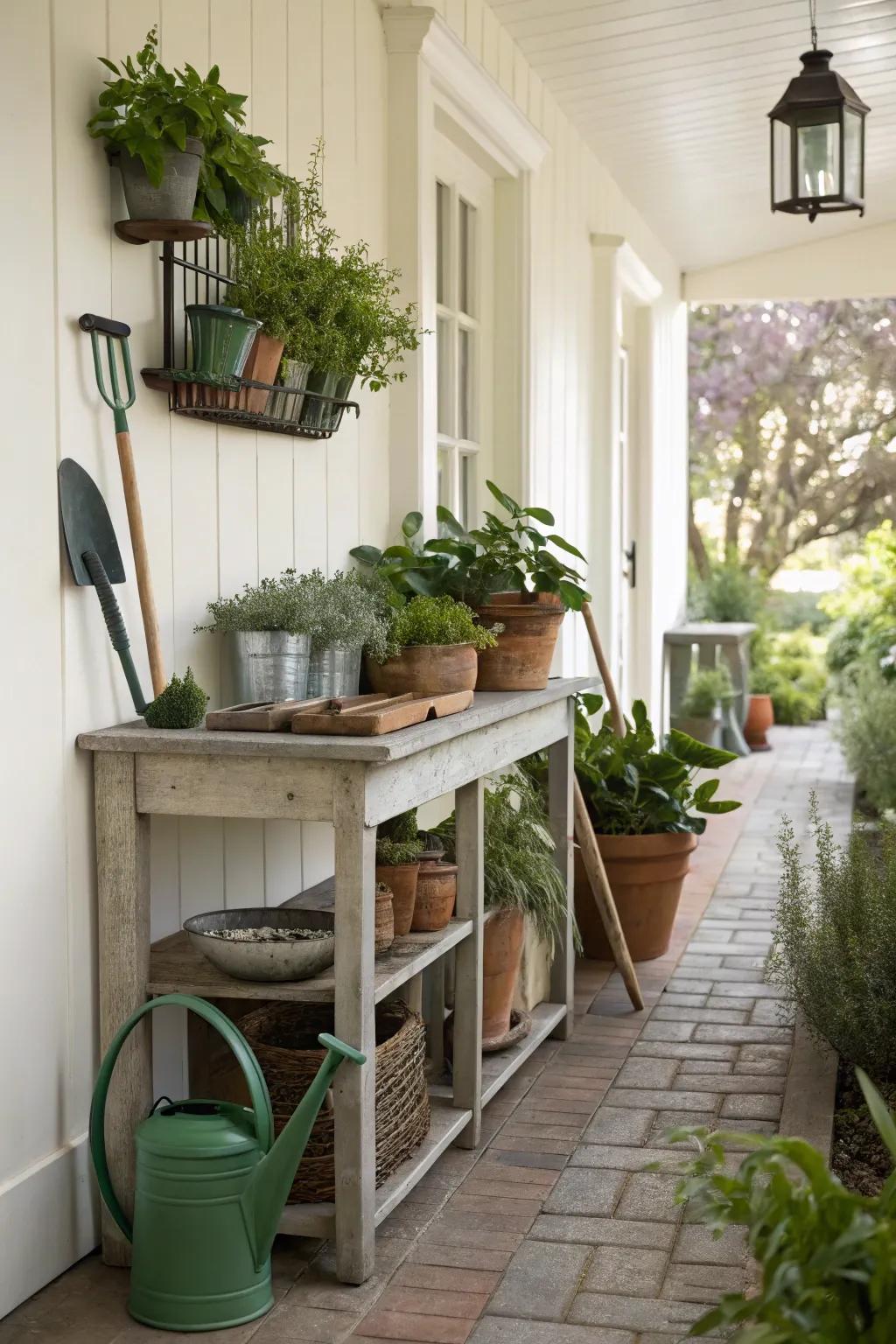 A potting shed adds function and charm for gardeners.
