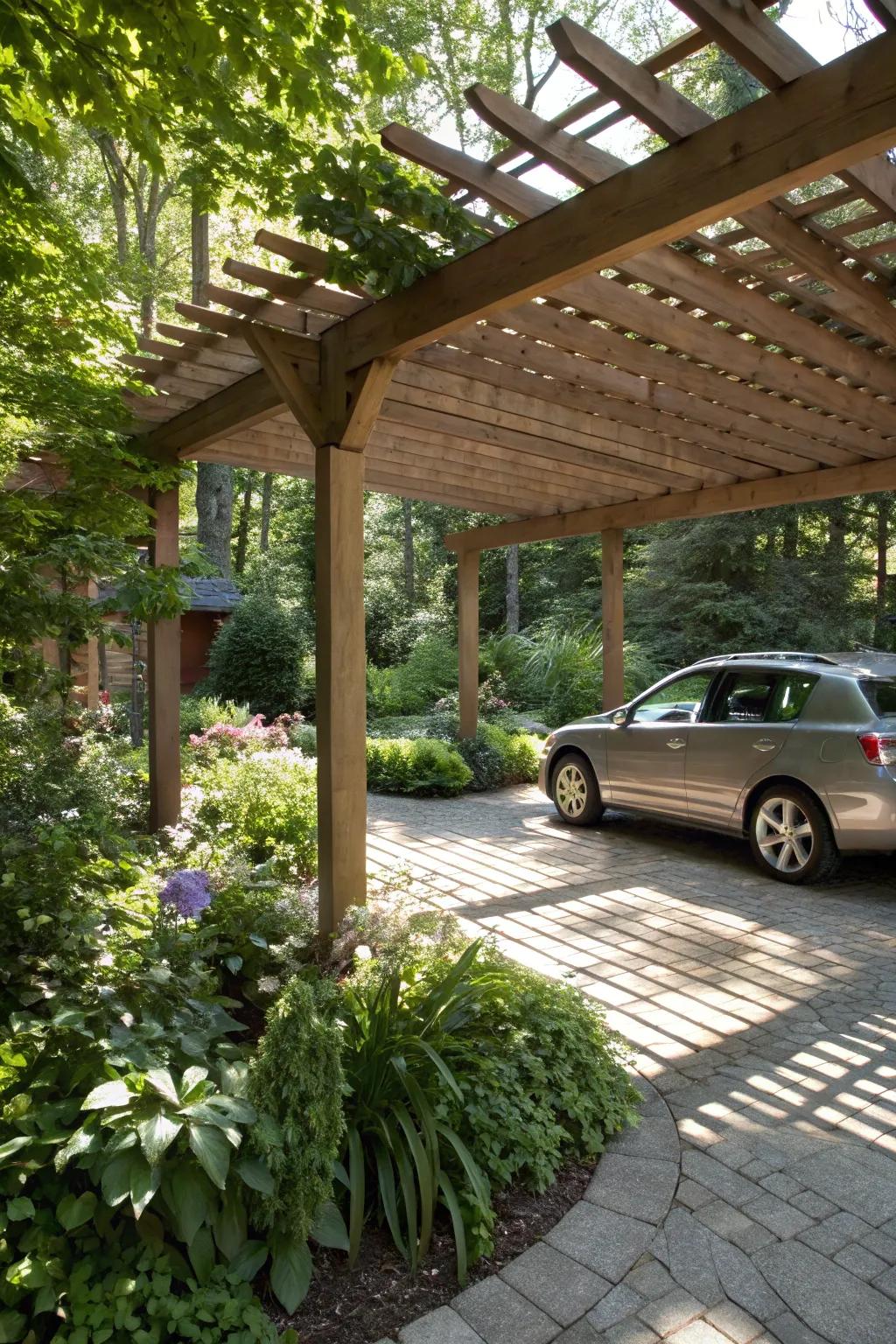 Light and airy: the pergola style carport.