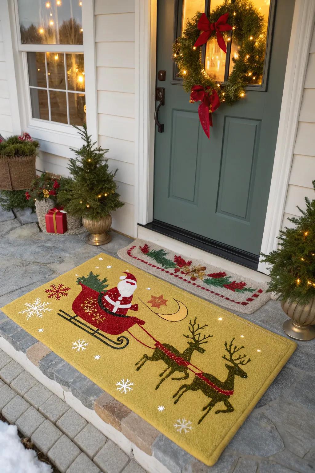 Santa's sleigh and reindeer bring magic to your entryway