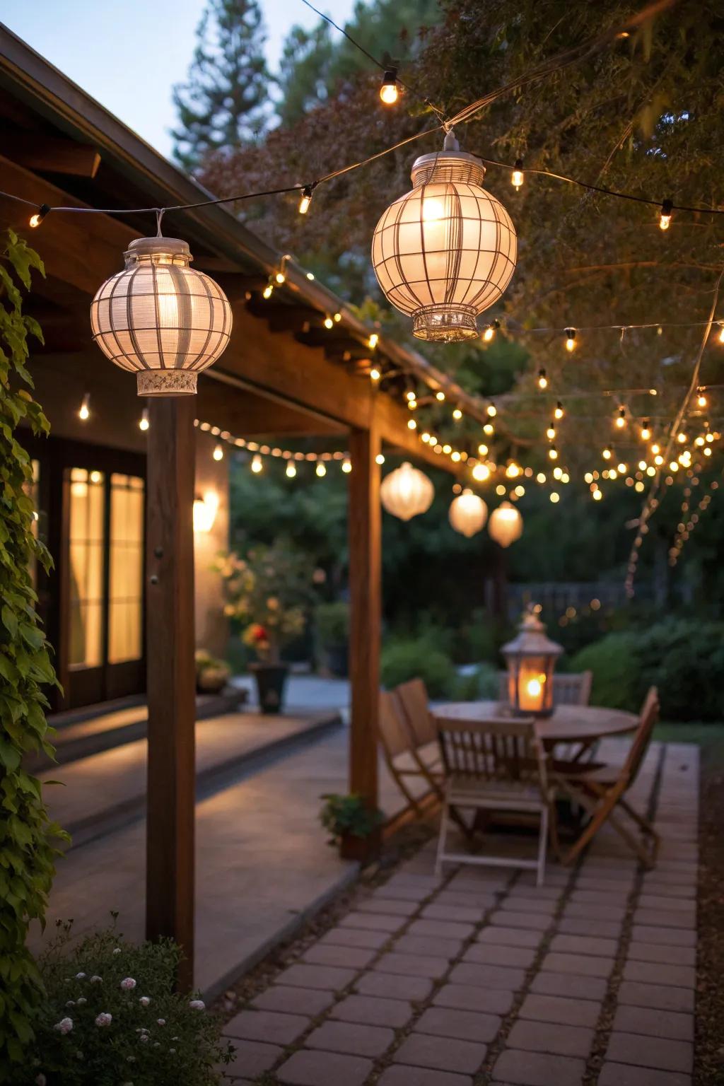 Add sparkle to your evenings with string-lit lanterns.