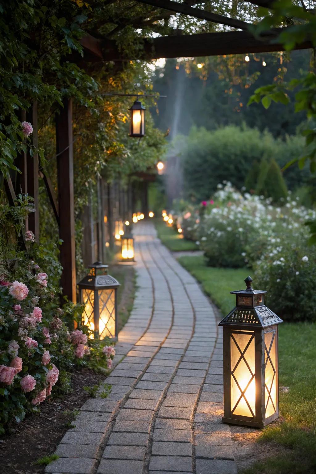 Guide your path with lantern-lit walkways.