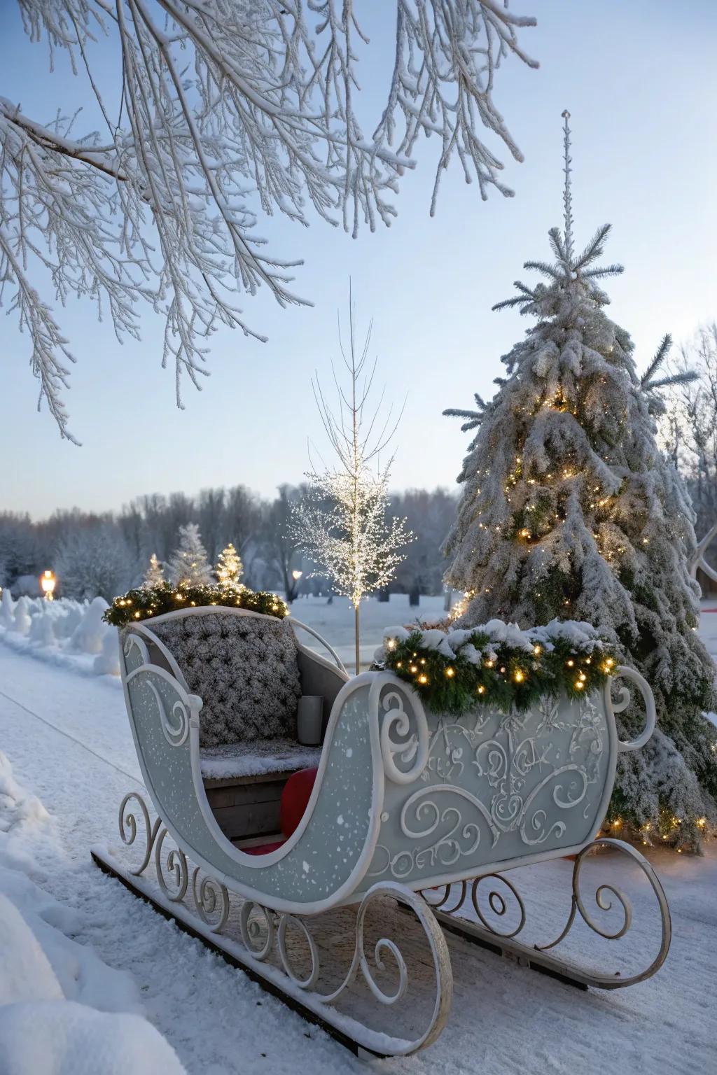 An icy winter wonderland on a sleigh.