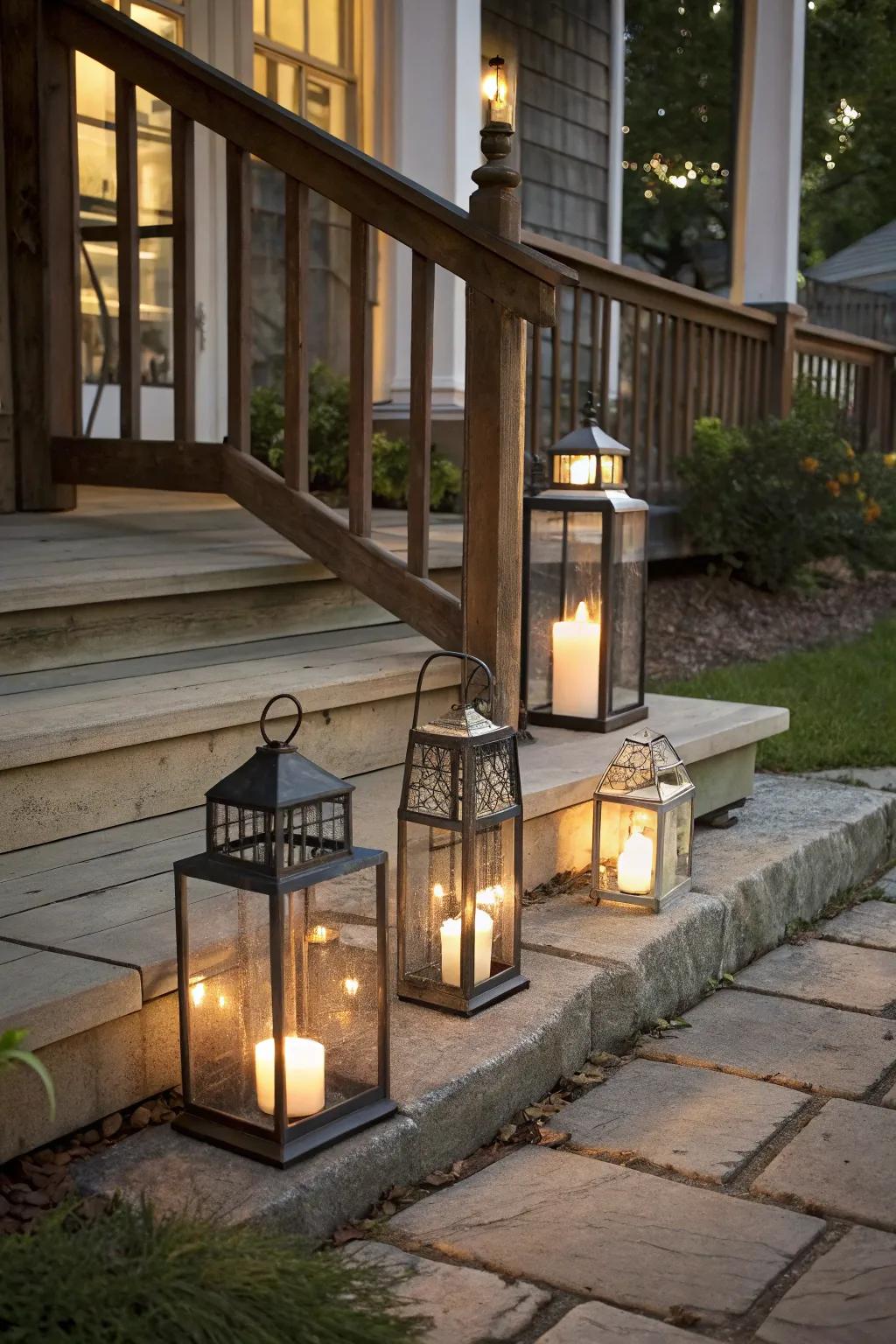 Layered lanterns add depth and interest to decor.