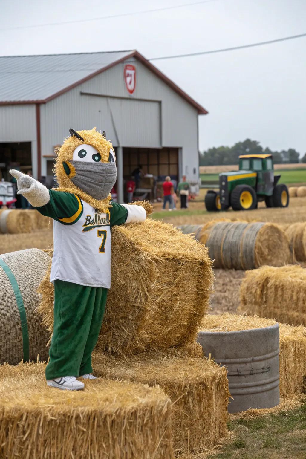 A hay bale creatively designed to showcase sports enthusiasm.