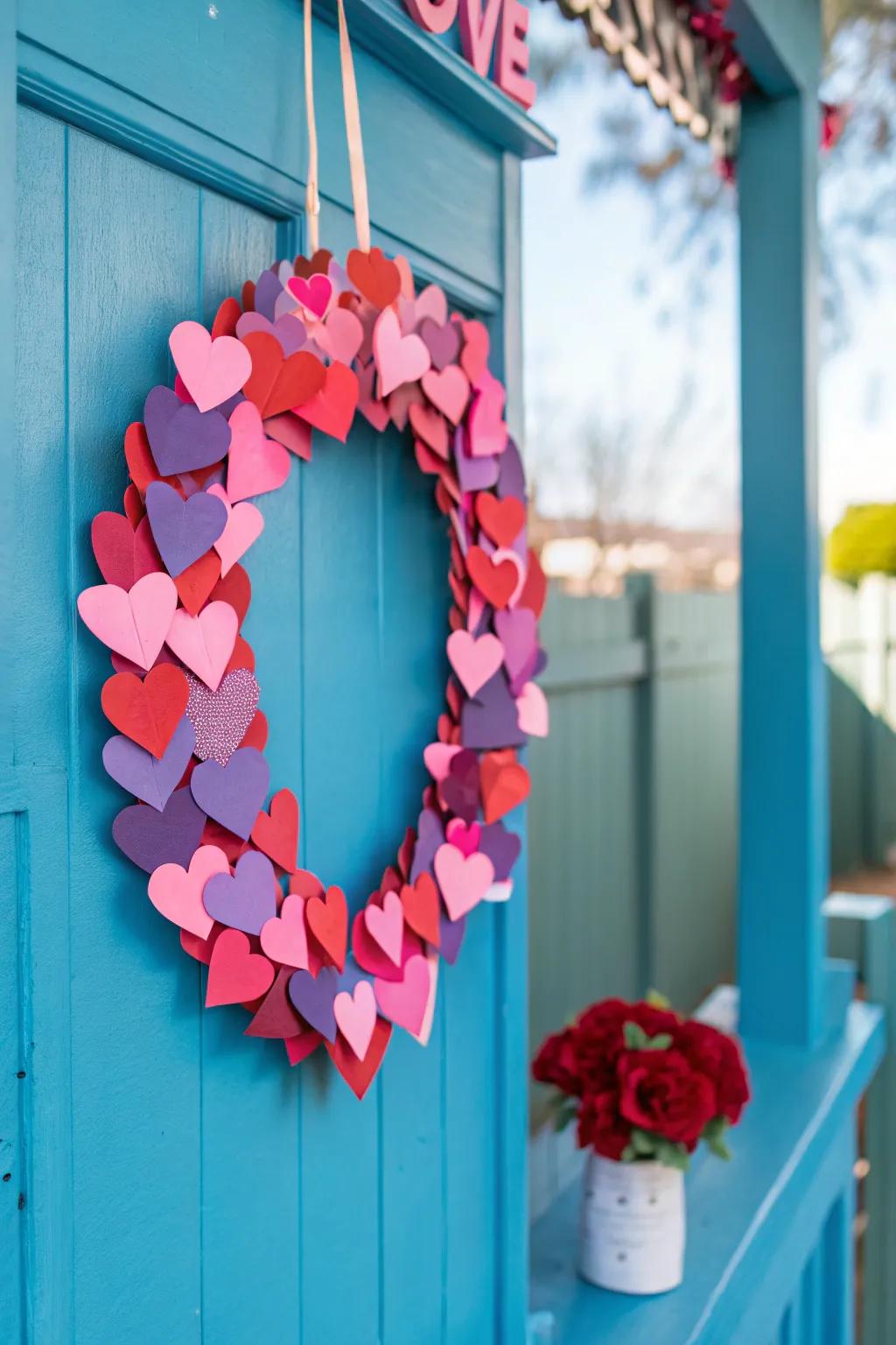 Quick and easy fun with a construction paper heart wreath.
