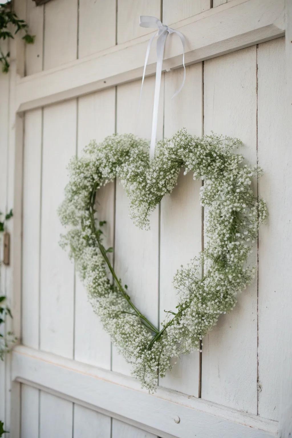 Delicate and charming with a baby’s breath wreath.