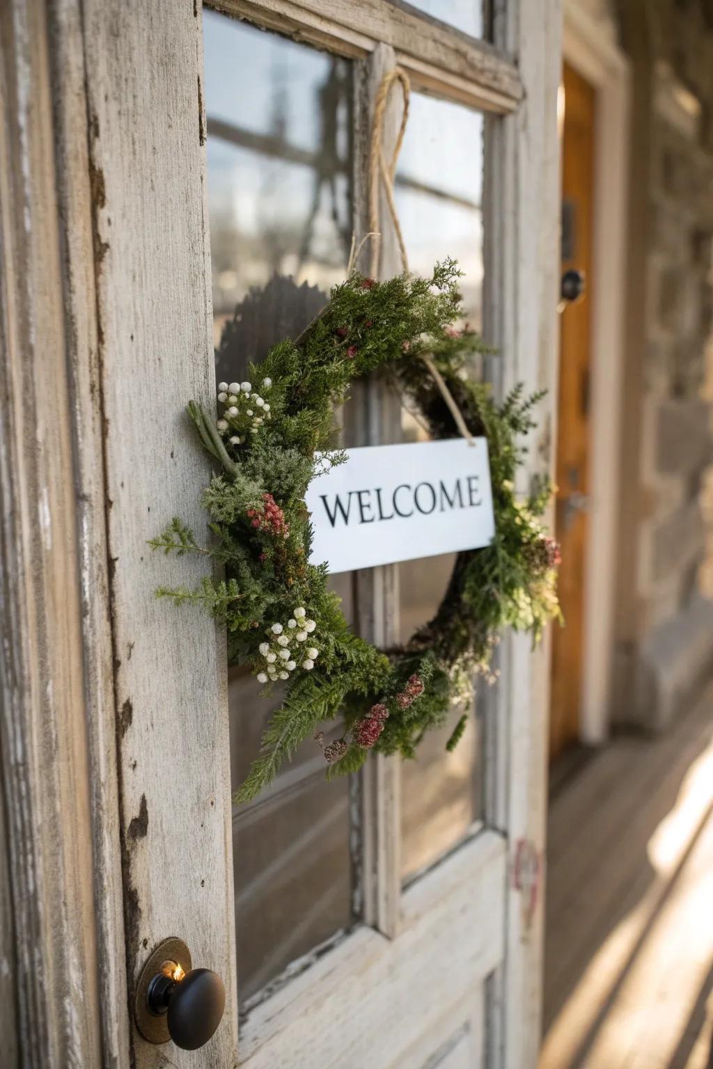 Personalized mini wreath with a charming chalkboard tag.
