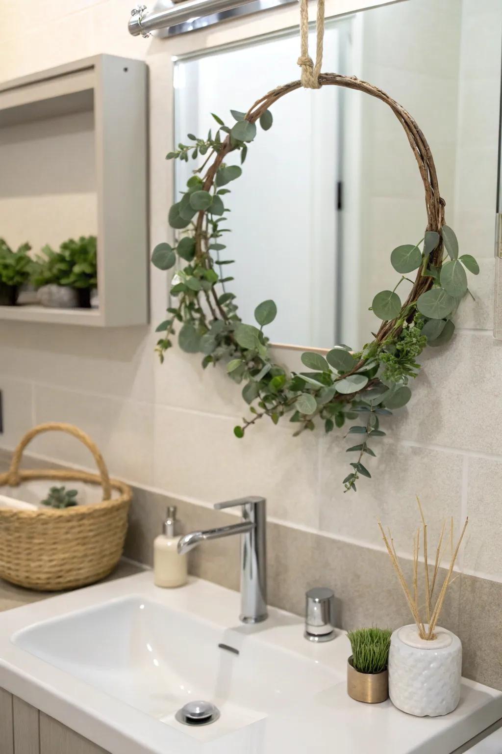 Elegant eucalyptus mini wreath for a refreshing touch.