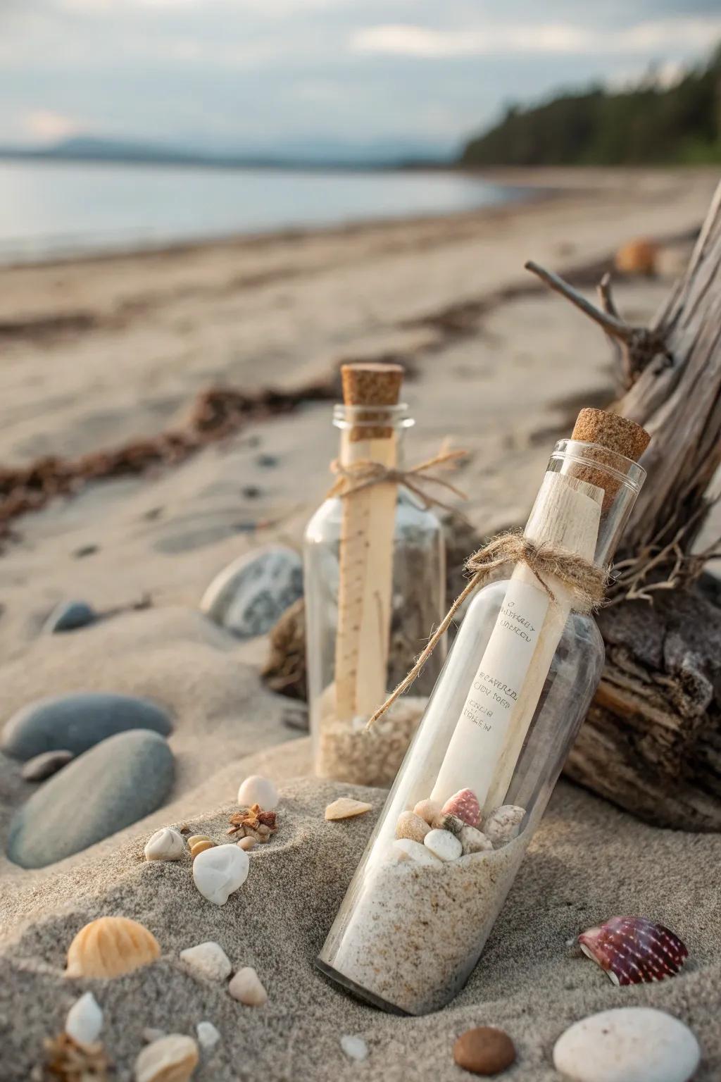 Unique 'message in a bottle' wedding invitations.