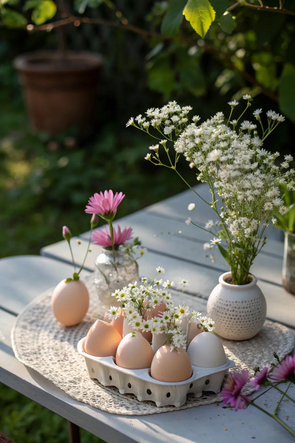 Eggshell vases add a touch of elegance to any display.