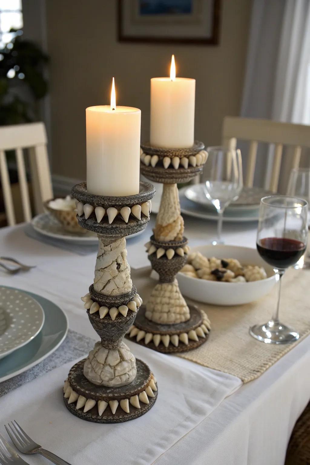 Candle holders that create a captivating ocean-themed ambiance.