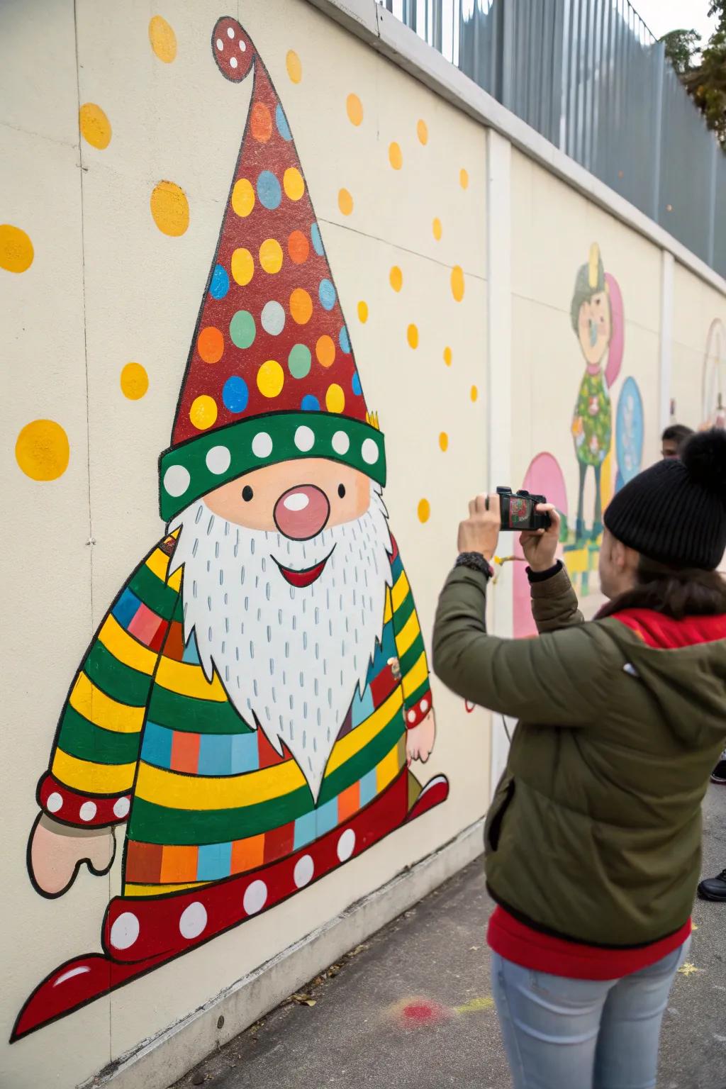 A gnome with a festive hat brings a splash of color to any decor.