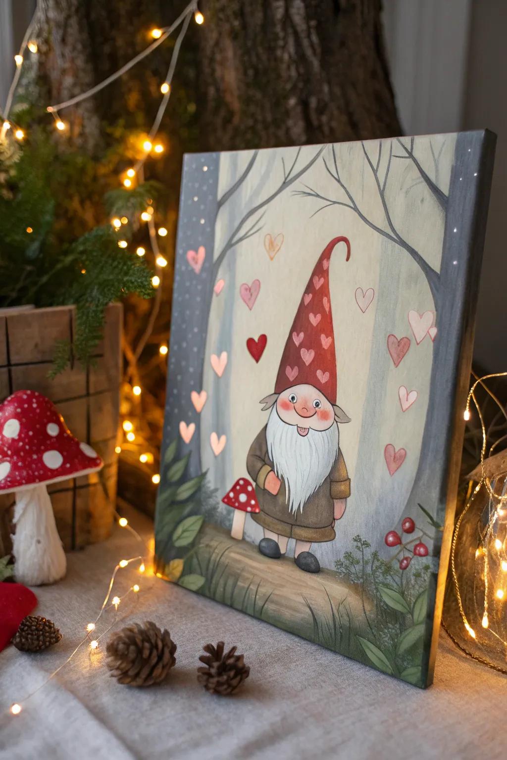 A gnome with heart details spreads warmth and love in your home.