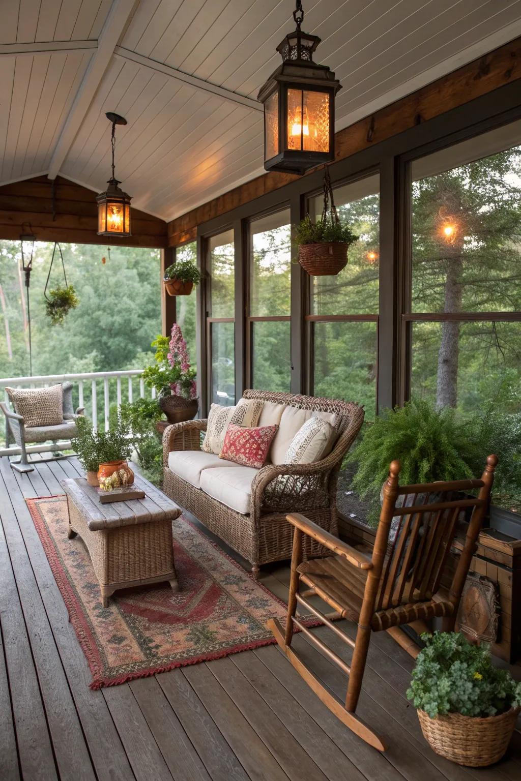 Reclaimed wood flooring adds charm and history to your porch.