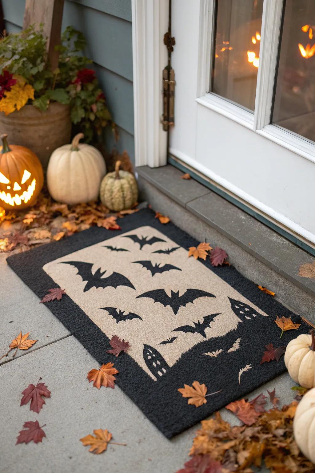Bats in flight for a mysteriously spooky entrance.