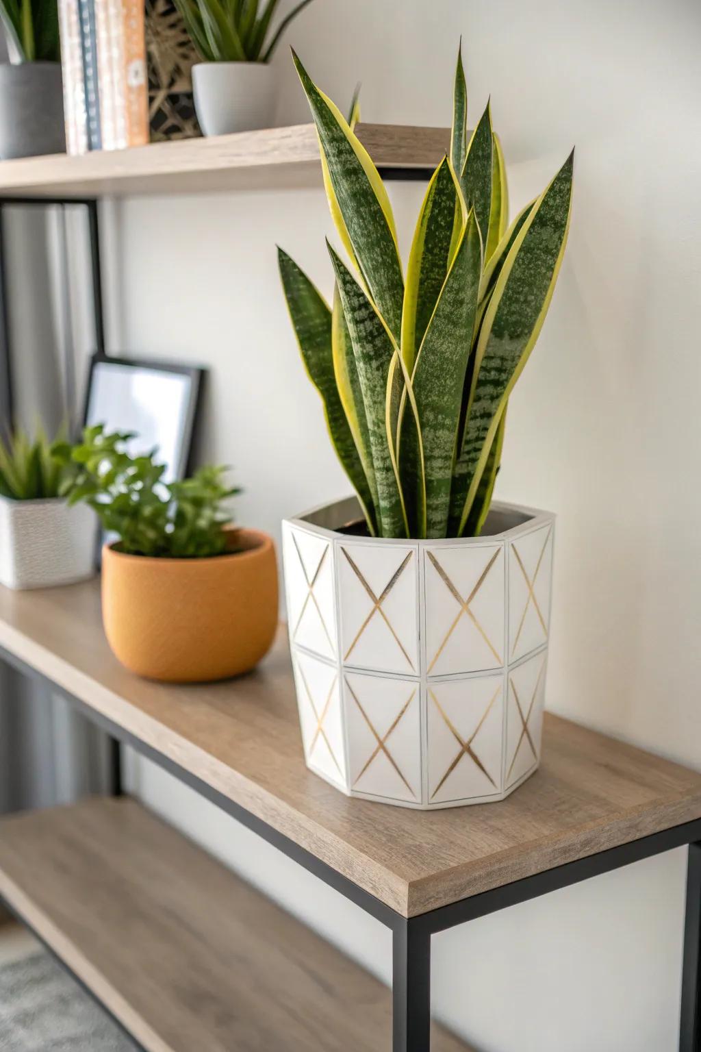 Geometric planters provide a modern edge to plant displays.