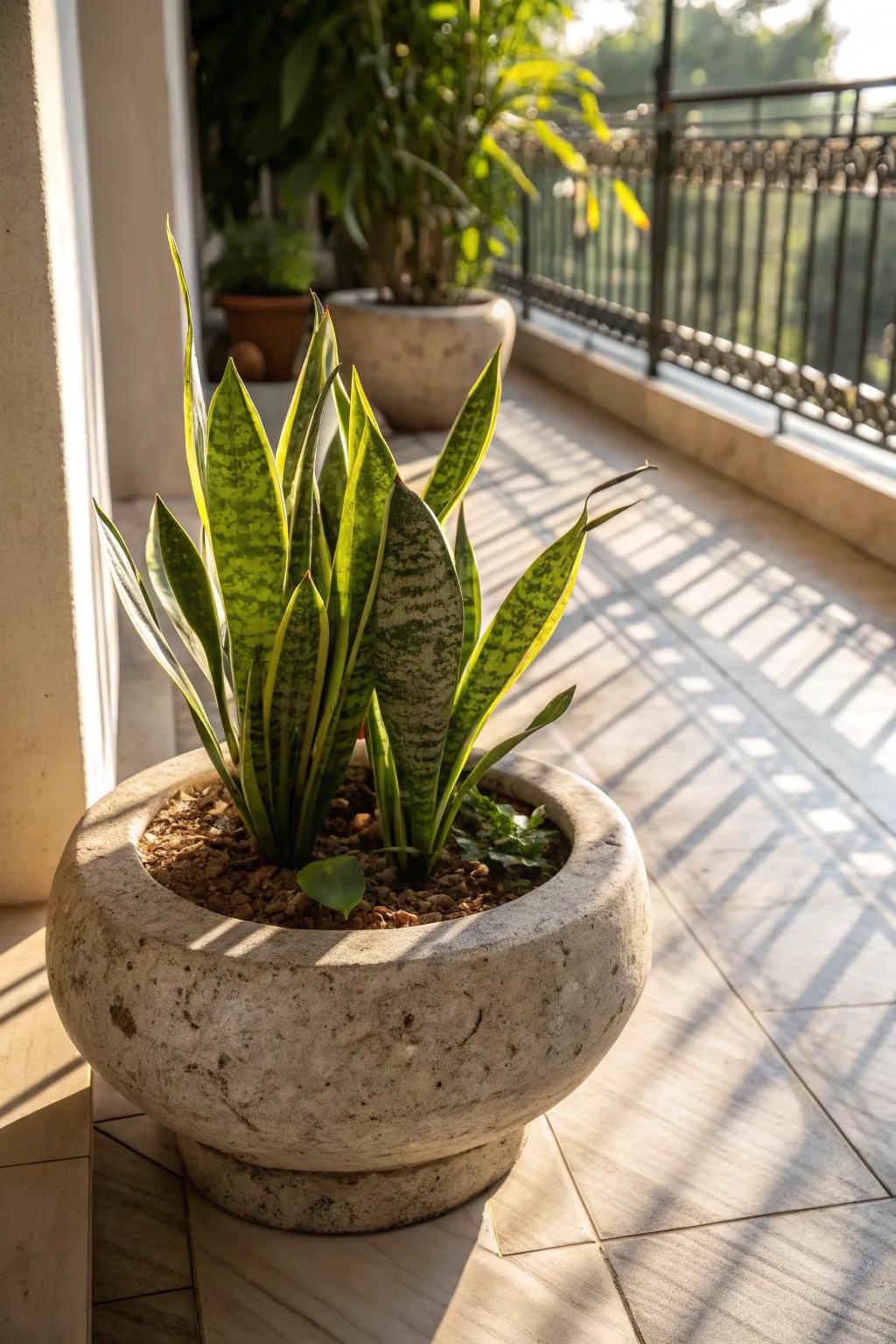 Stone bowls offer a grounded, natural display option for plants.