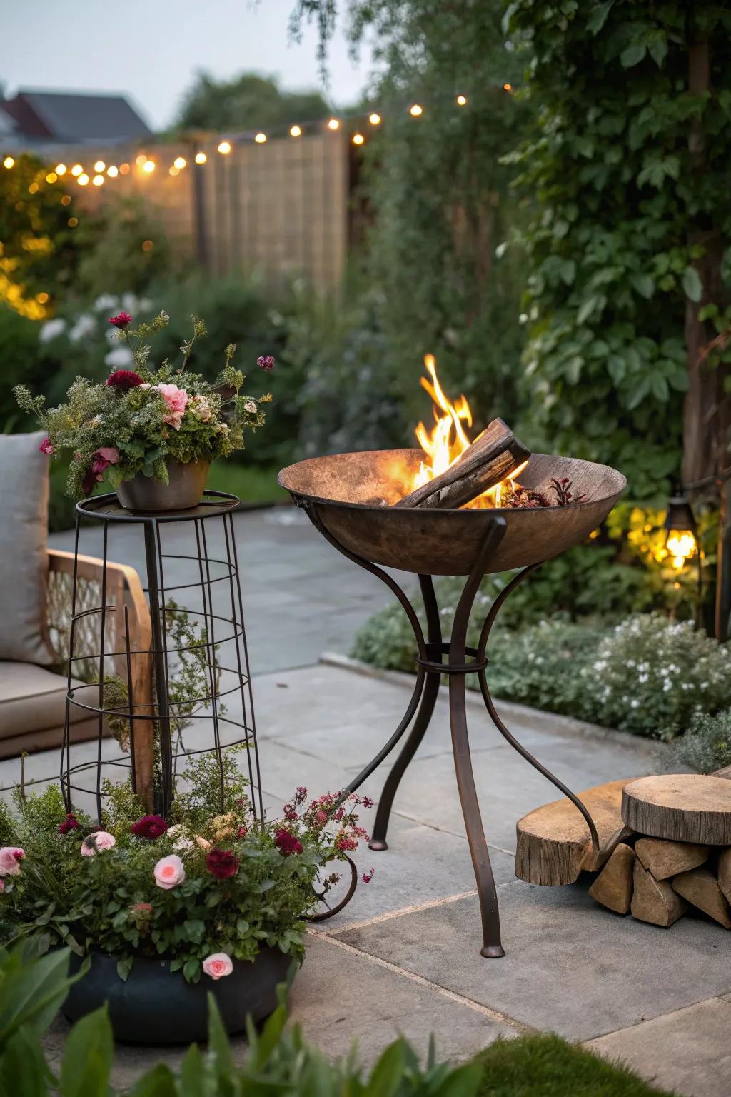 Elevated fire pits offer style and improved heat flow.