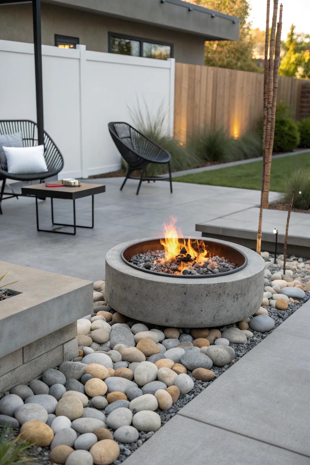 Embrace simplicity with a minimalist fire pit design.