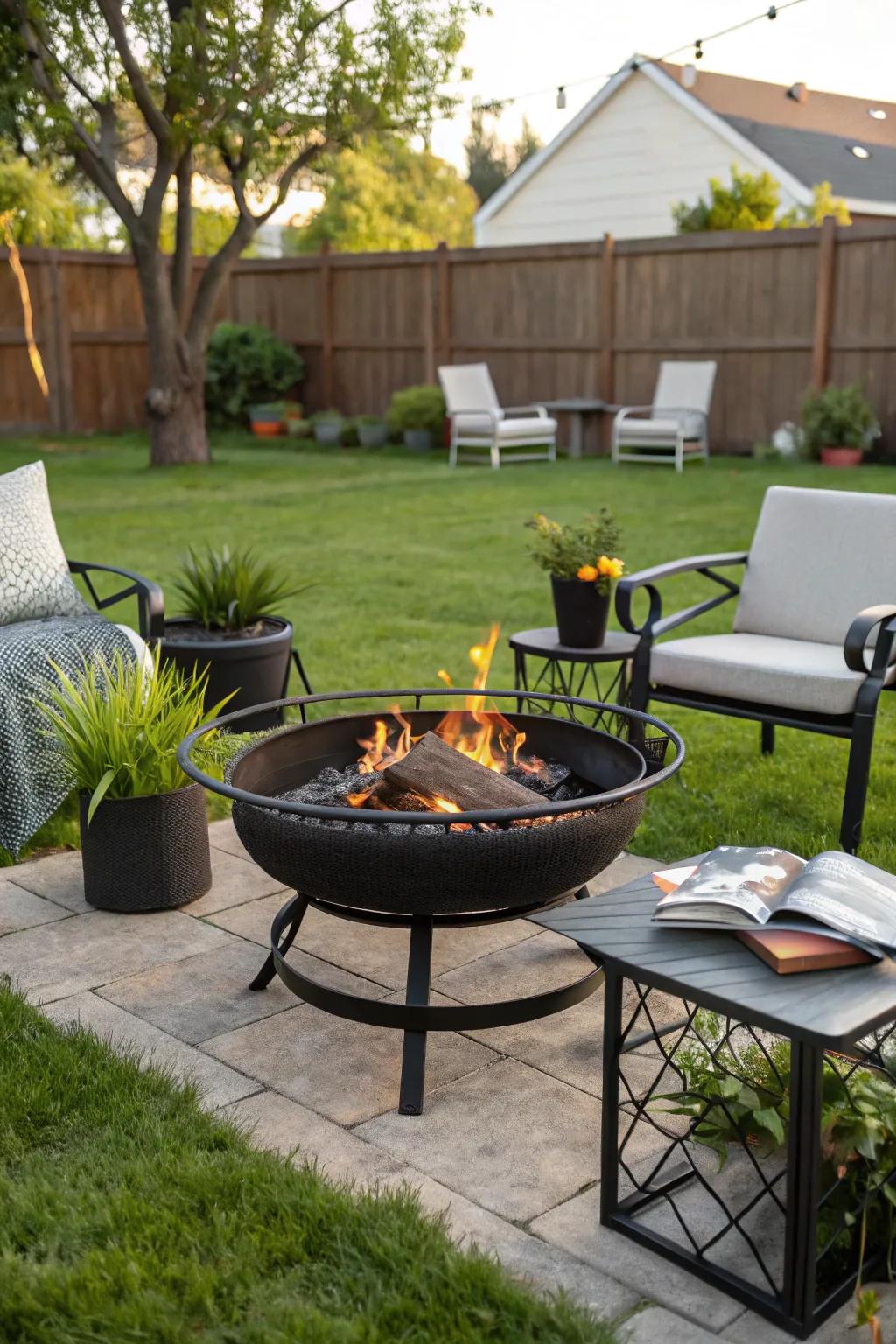 A convertible fire pit offers dual functionality for any occasion.