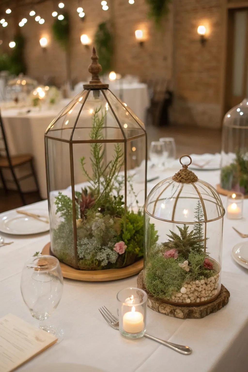 Miniature worlds enclosed in glass.