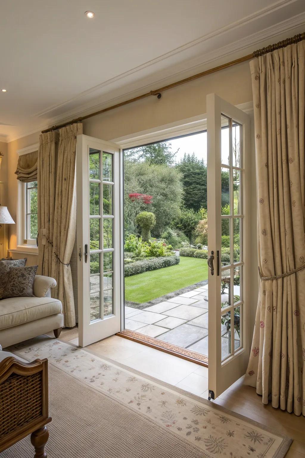 Complementary curtains complete the look.