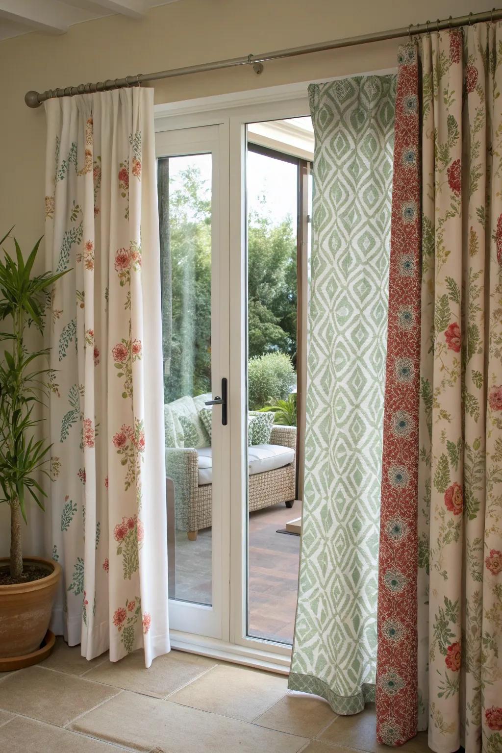Reversible curtains offer dual style options.