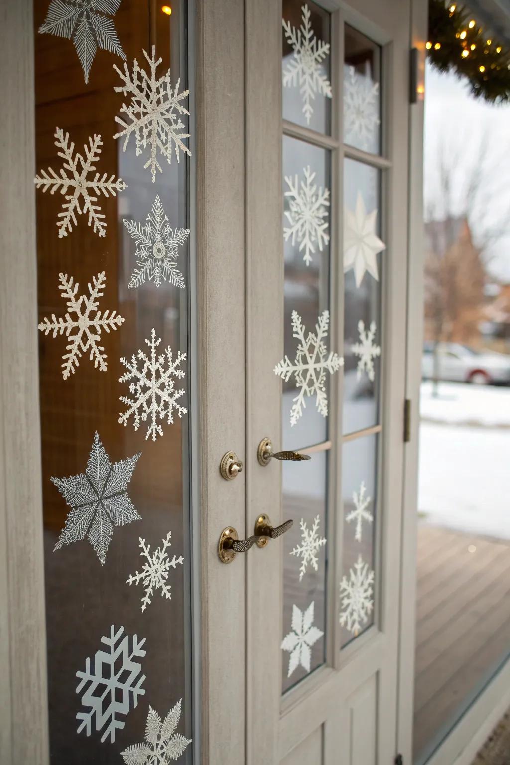 Turn your door into a flurry of enchantment with shimmering snowflakes.