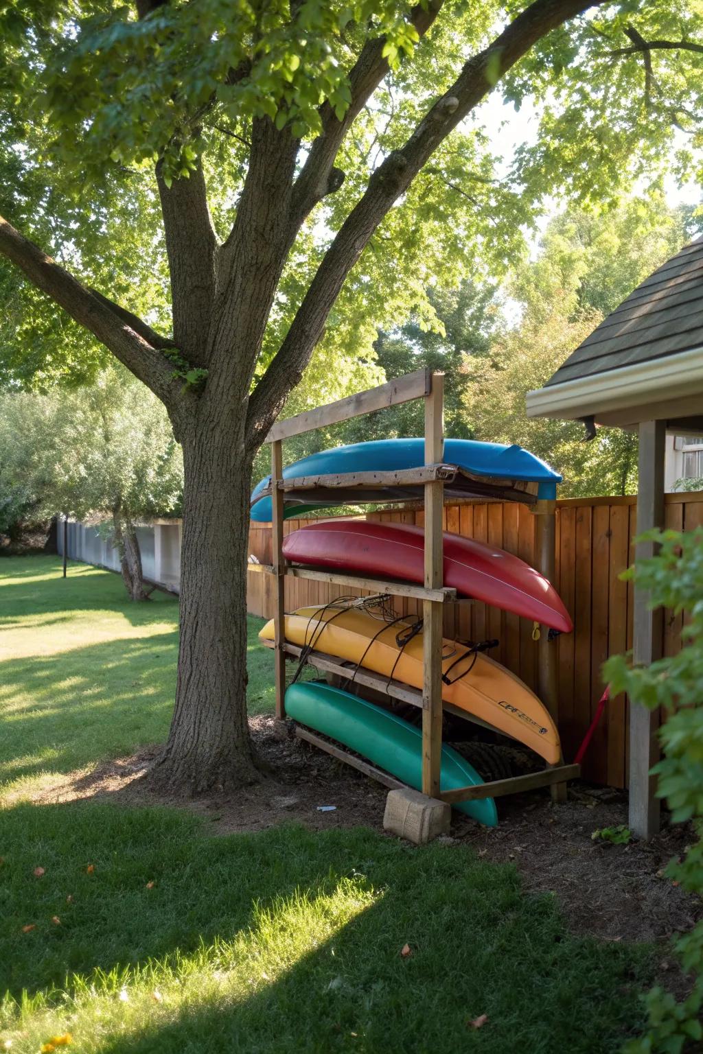 Canoe racks provide an unexpected twist for float storage.