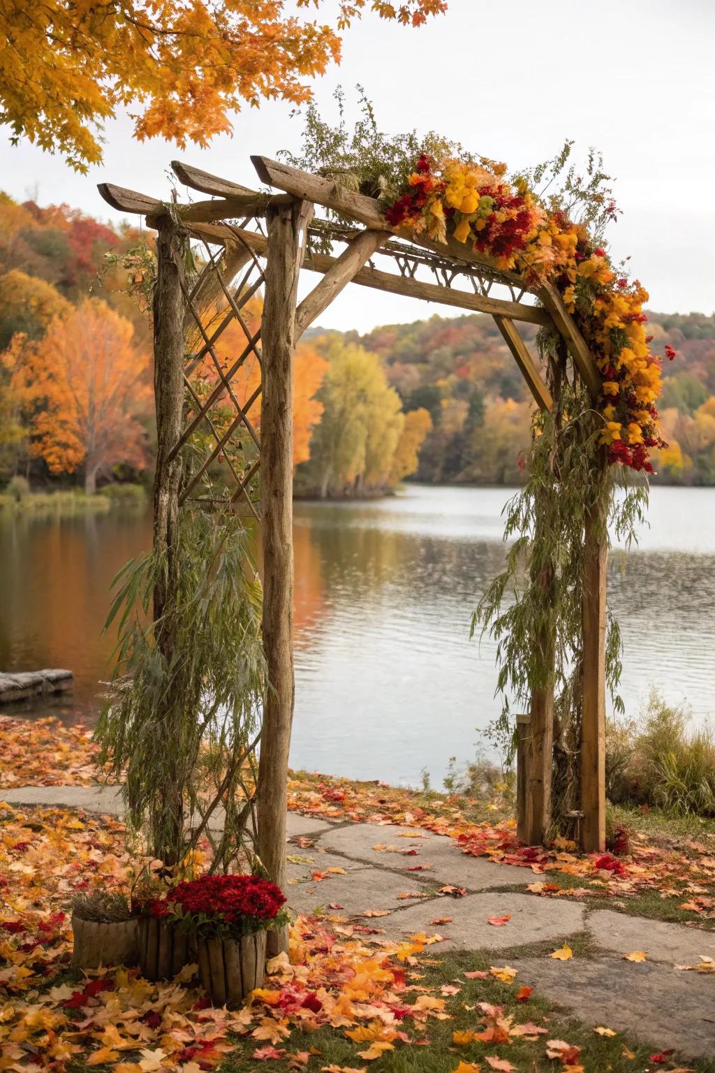 A peaceful lakeside setting enhances this natural arch.