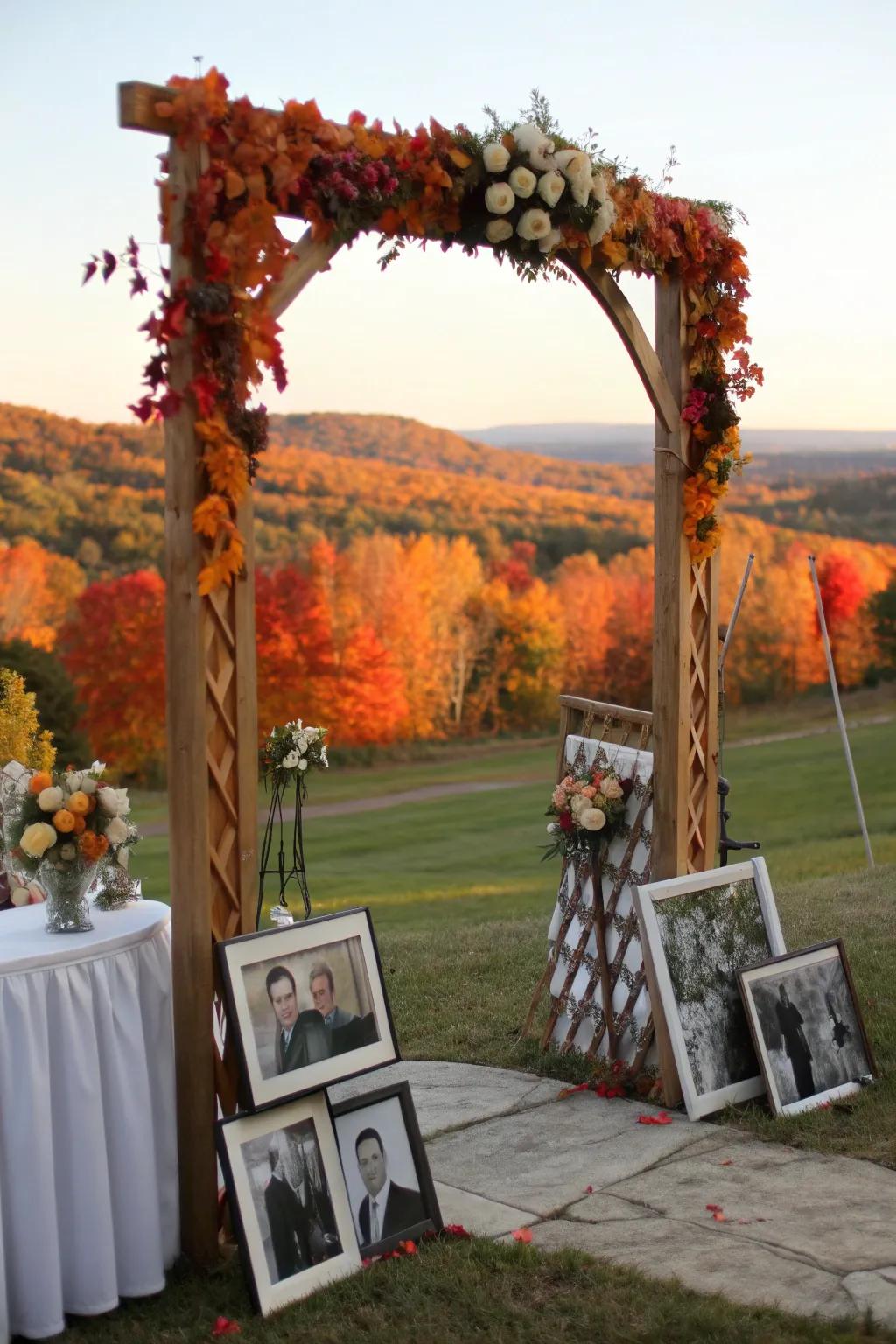 Personal touches make this wedding arch uniquely memorable.