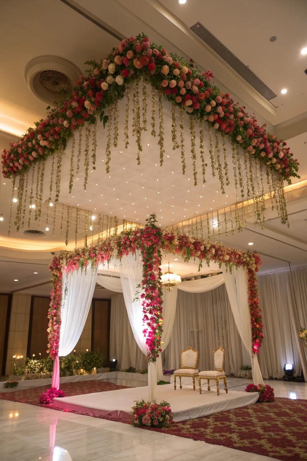 Suspended blooms creating a breathtaking floating floral effect.