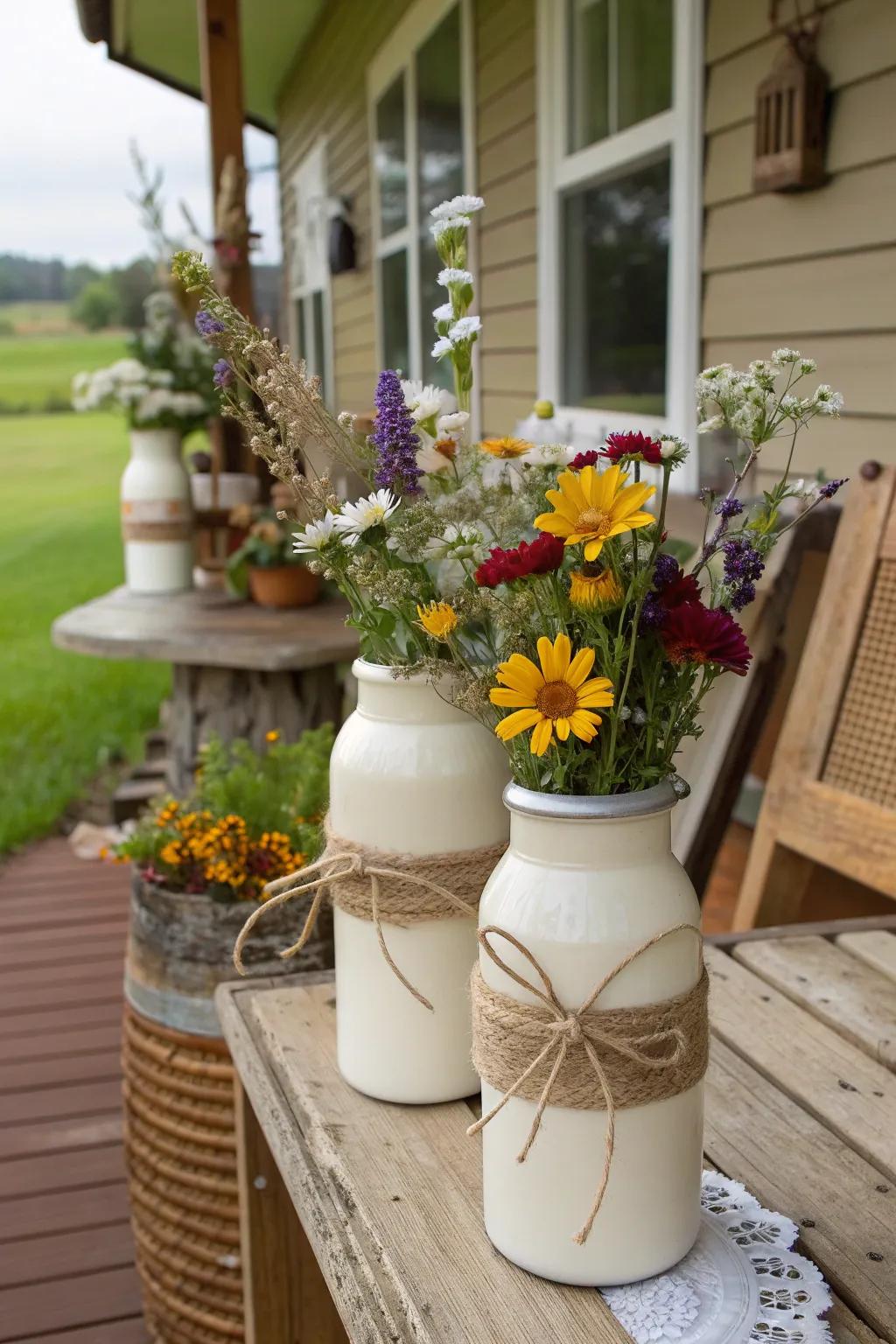 Rustic farmhouse style planters bringing natural charm to any decor.